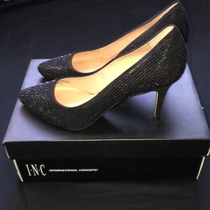 I.N.C 3 inch black rhinestone heels size 7.5